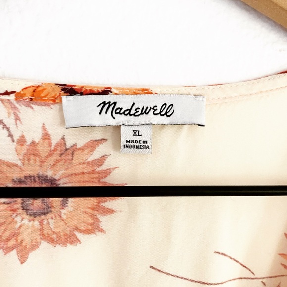 Madewell orange floral and cream wrap top - Picture 2 of 4